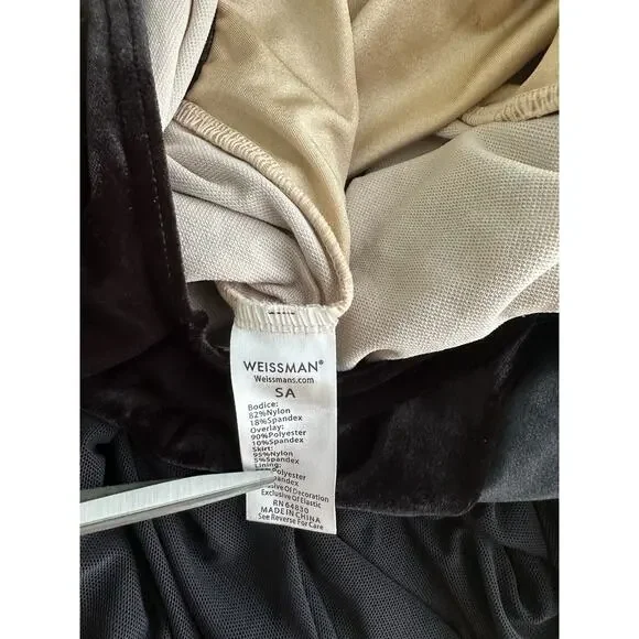 WEISSMAN Dance Costume black velvet maxi applique dress WASTE OF TIME 10984 SA - Picture 14 of 15